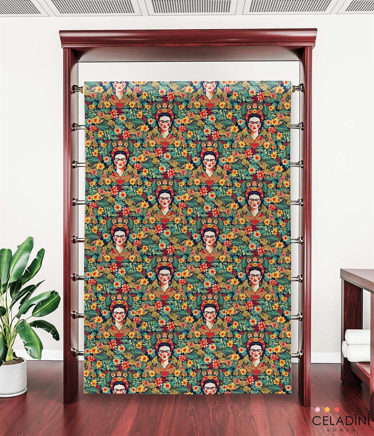 Tropikal Frida Kahlo Pop Art Kumaş