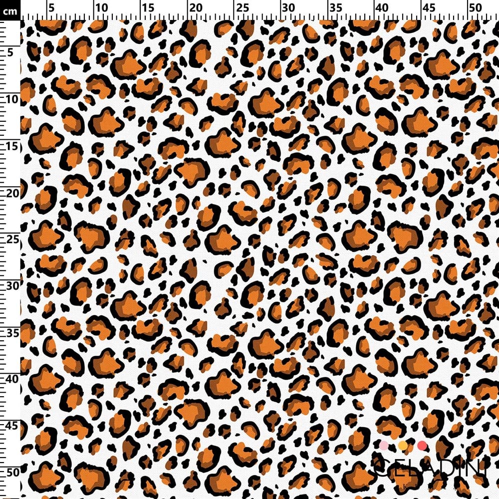 Turuncu Leopar Desenli Kumaş