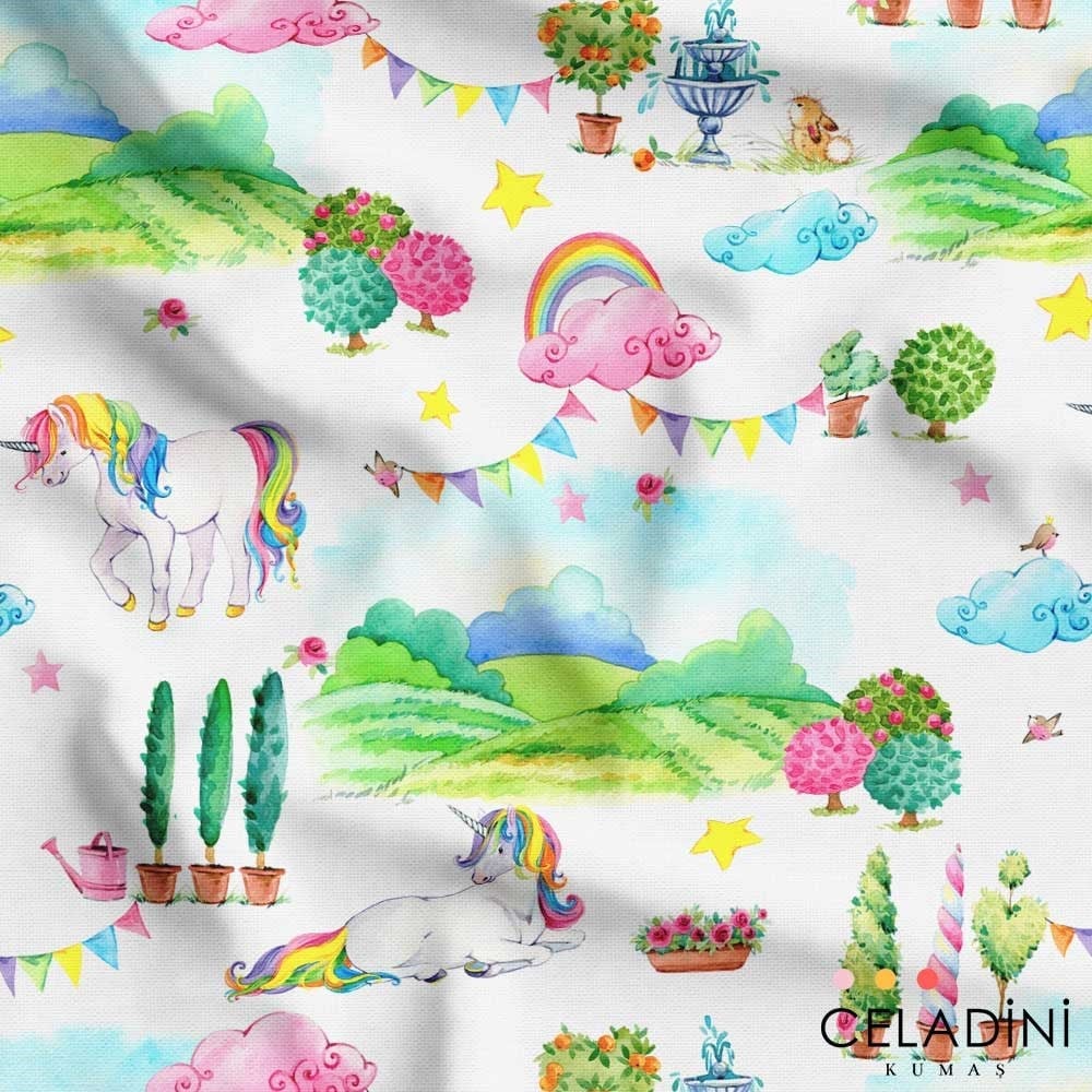 Unicorn Desenli Çocuk Kumaşı