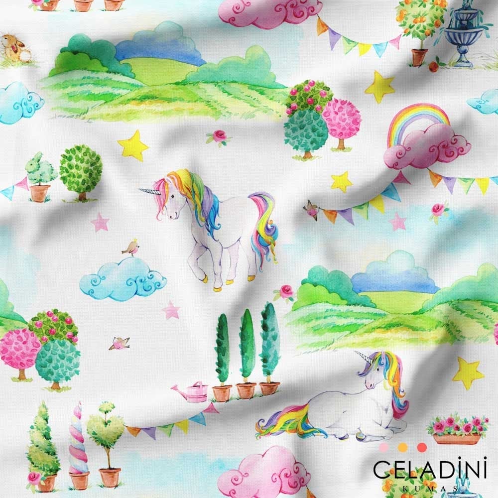 Unicorn Desenli Çocuk Kumaşı