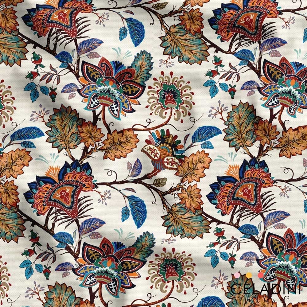 Vintage Goblen Çiçekler Desenli Kumaş