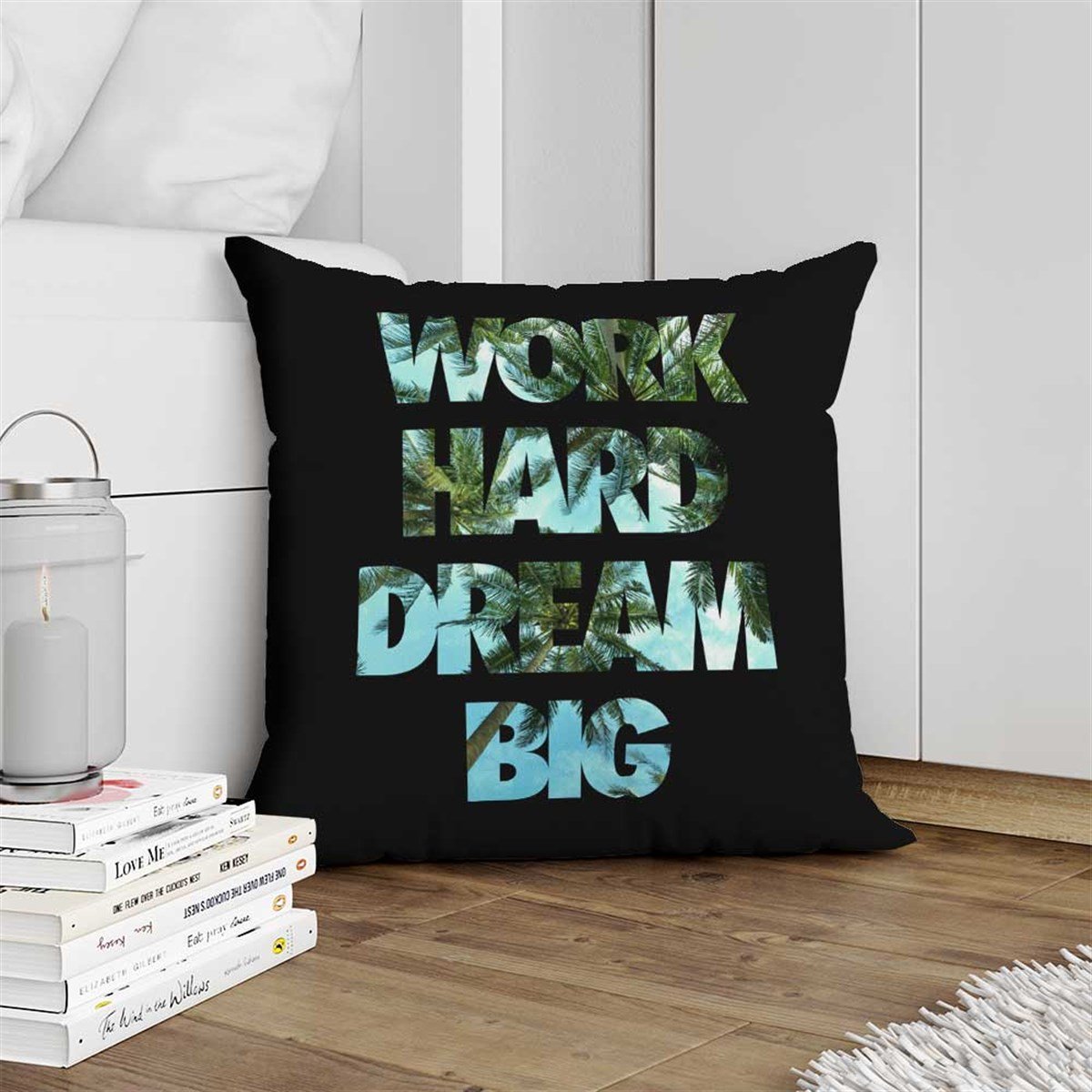 Work Hard Dream Big Kırlent Kumaşı