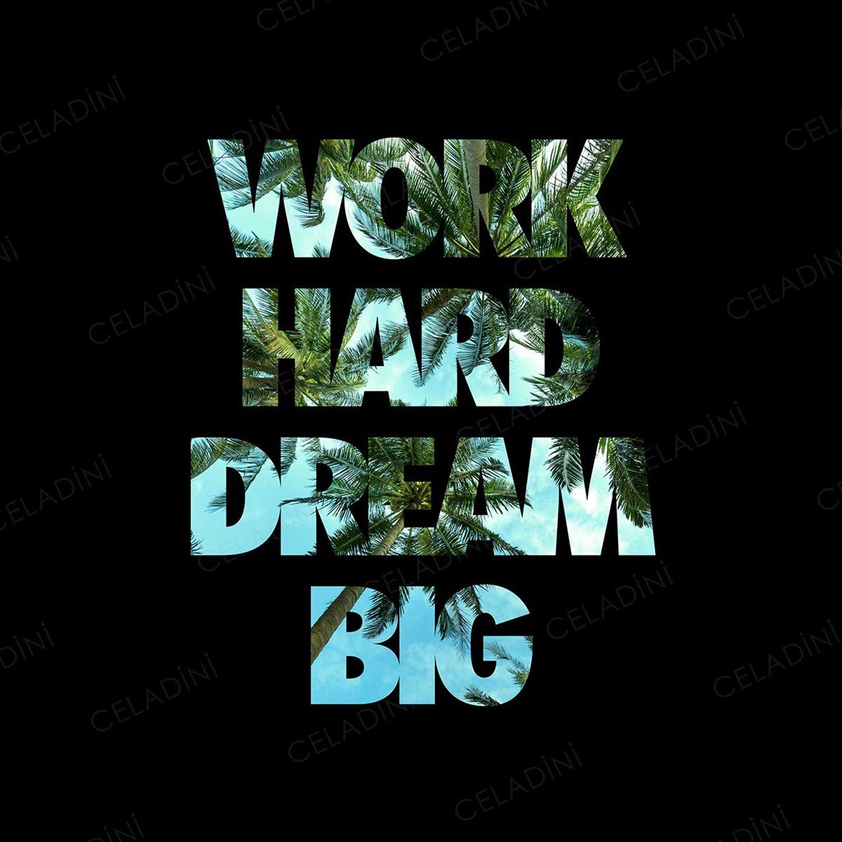 Work Hard Dream Big Kırlent Kumaşı