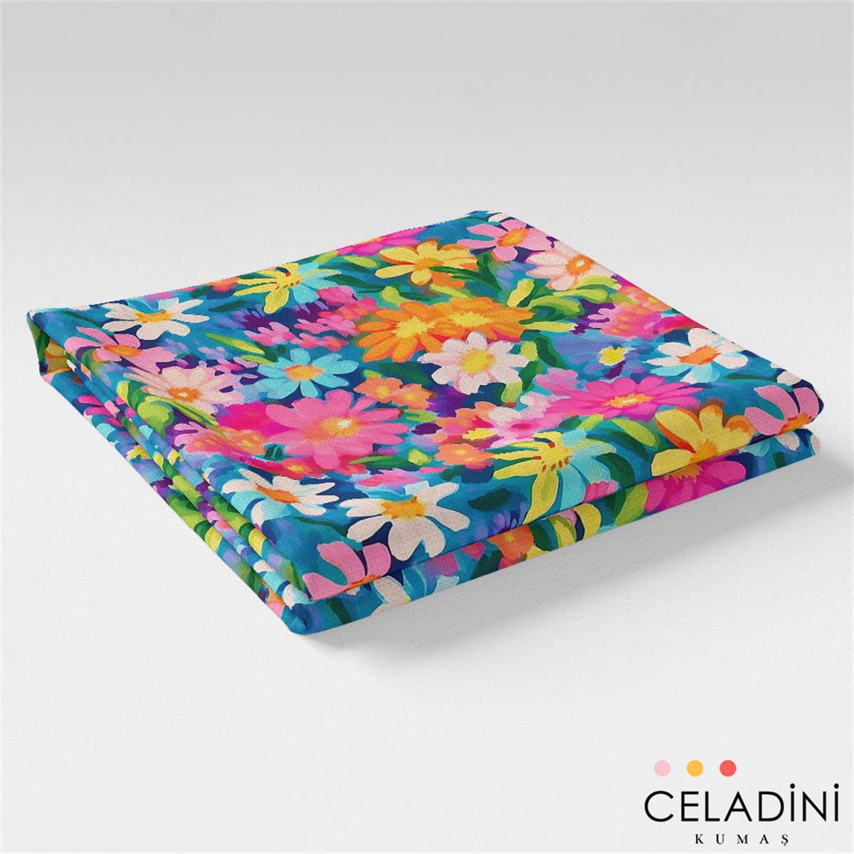 Yaz Renkleri Kır Çiçekleri Desenli Kumaş (Model-1)