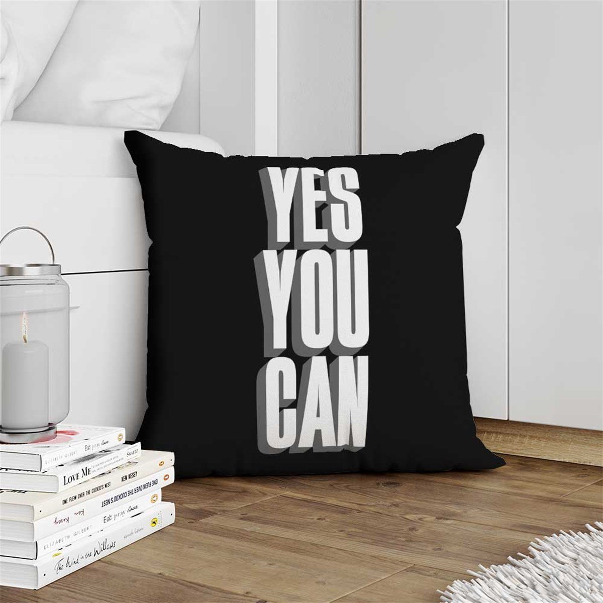 Yes You Can Yazılı Kırlent Kumaşı