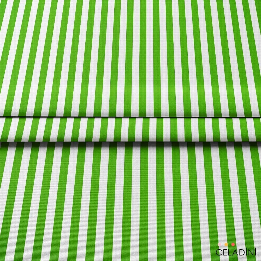 Yeşil Beyaz 2x2 cm İnce Çizgili Kumaş
