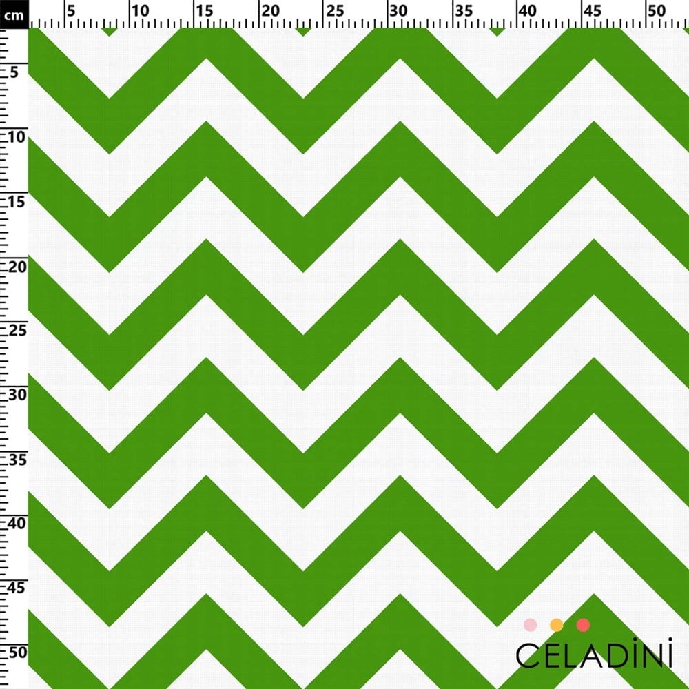 Yeşil Beyaz Zigzag (Chevron) Kumaş