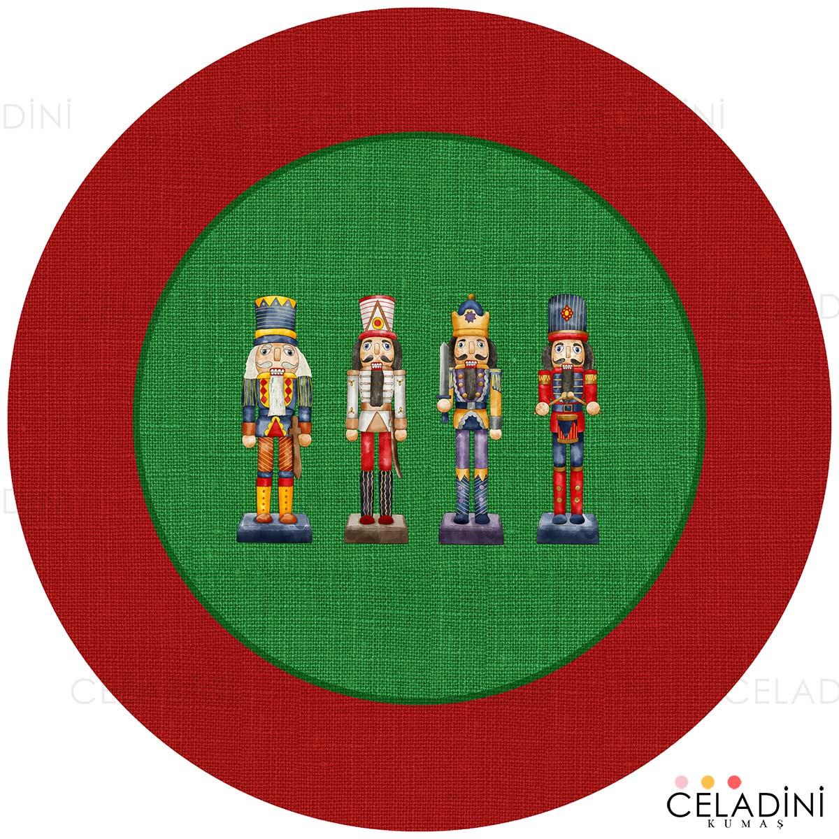 Yeşil Kırmızı Yılbaşı Desenli Supla Kumaşı