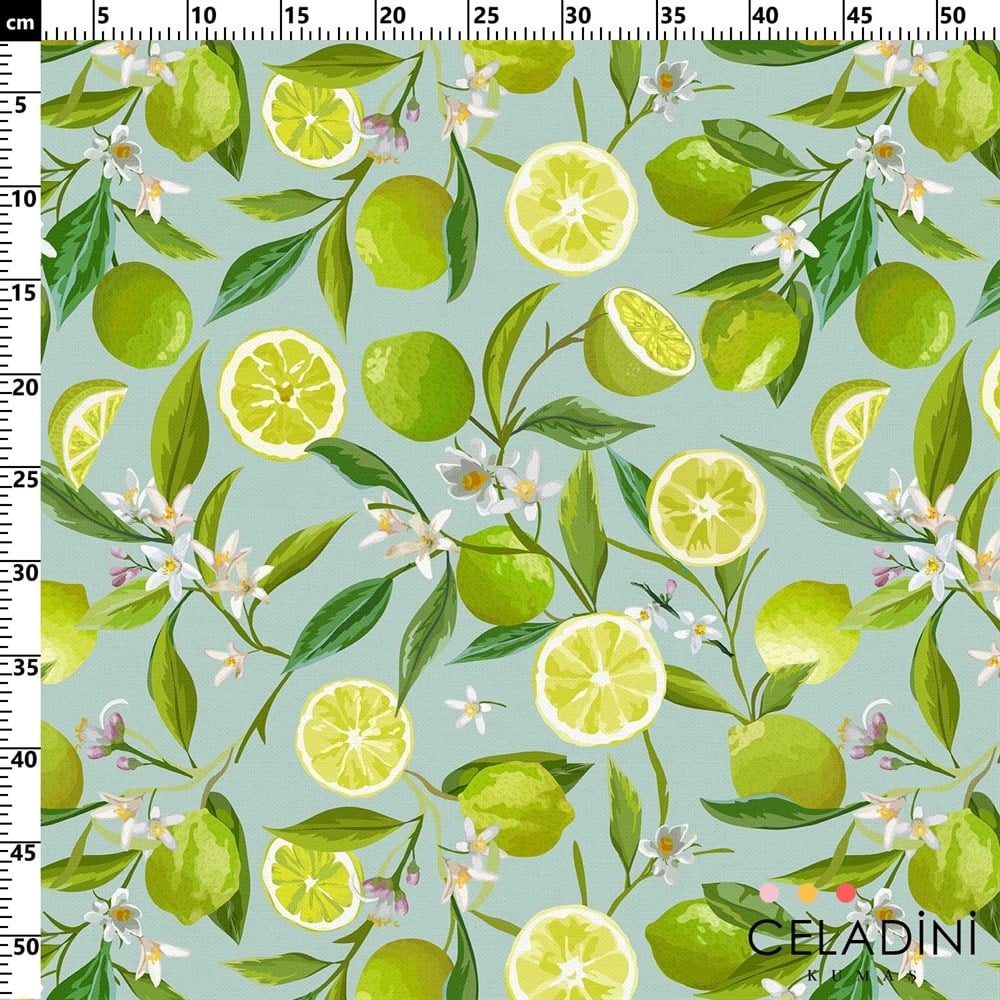 Yeşil Limon Desenli Kumaş