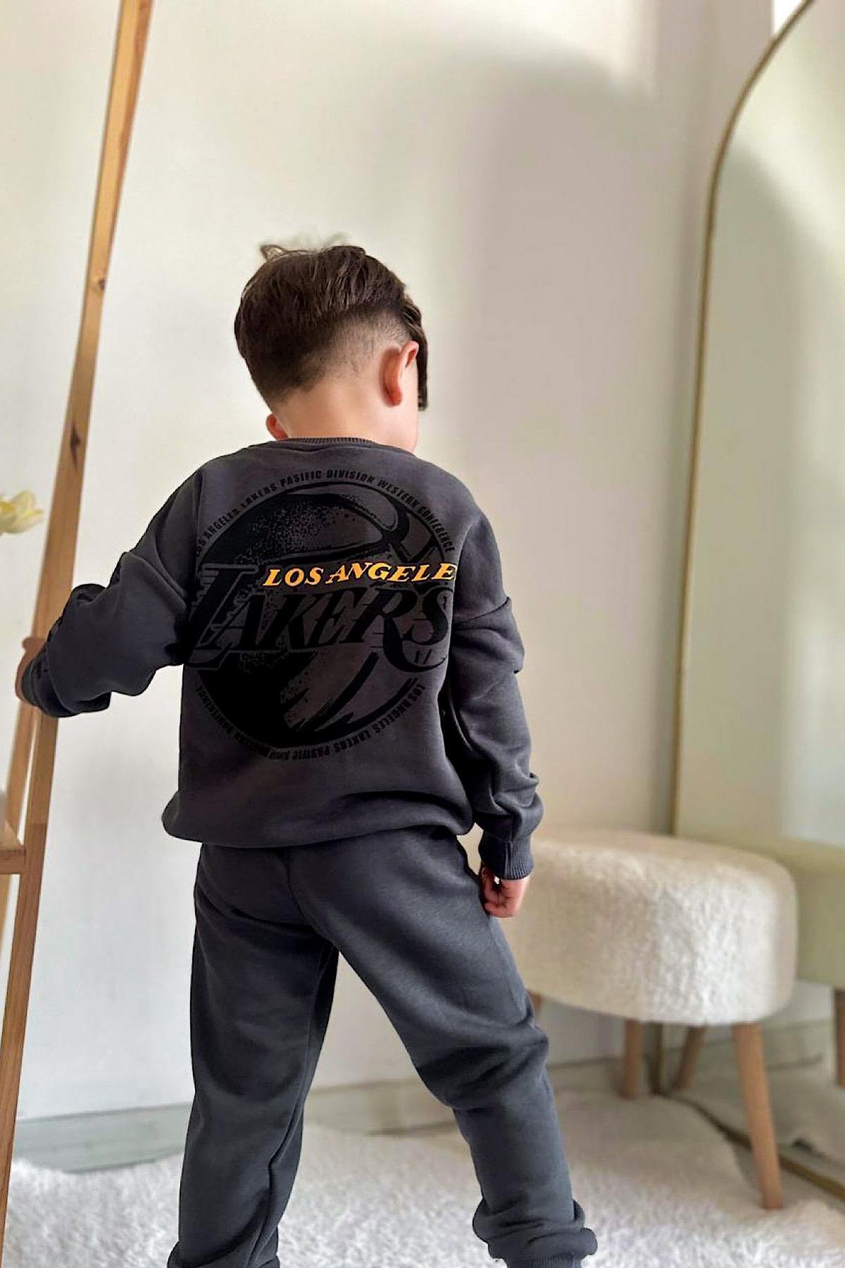 Erkek Çocuk Lakers Sweatshirt TakımVMC-1555-ANTRASİT