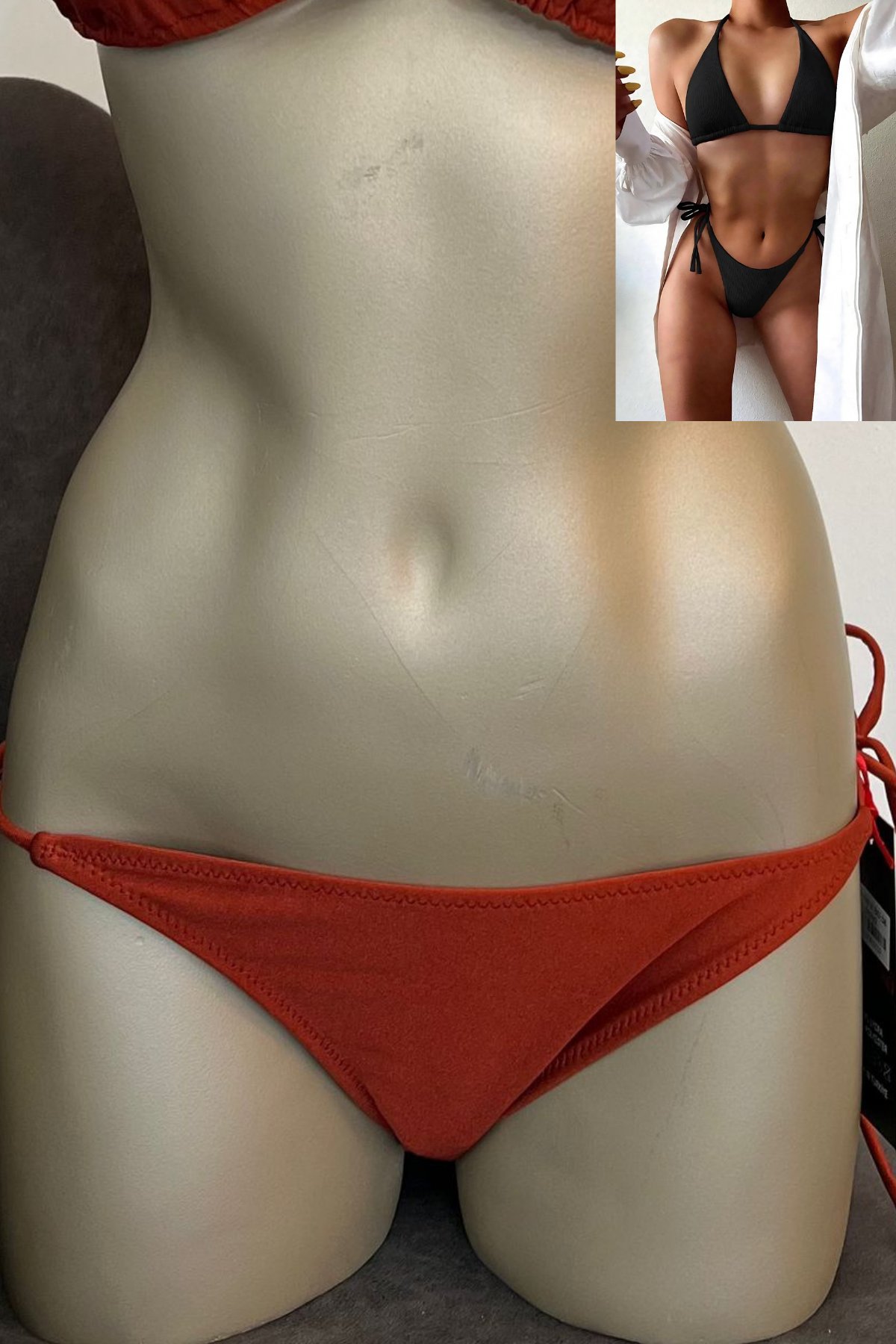 AnastasiaÖzel Tasarım Bağlamalı Kiremit Rengi Bikini Alt