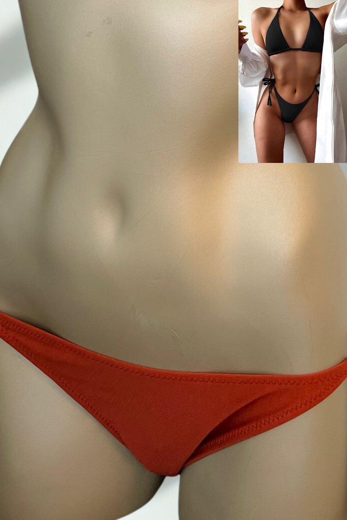 AnastasiaÖzel Tasarım Bağlamalı Kiremit Rengi Bikini Alt