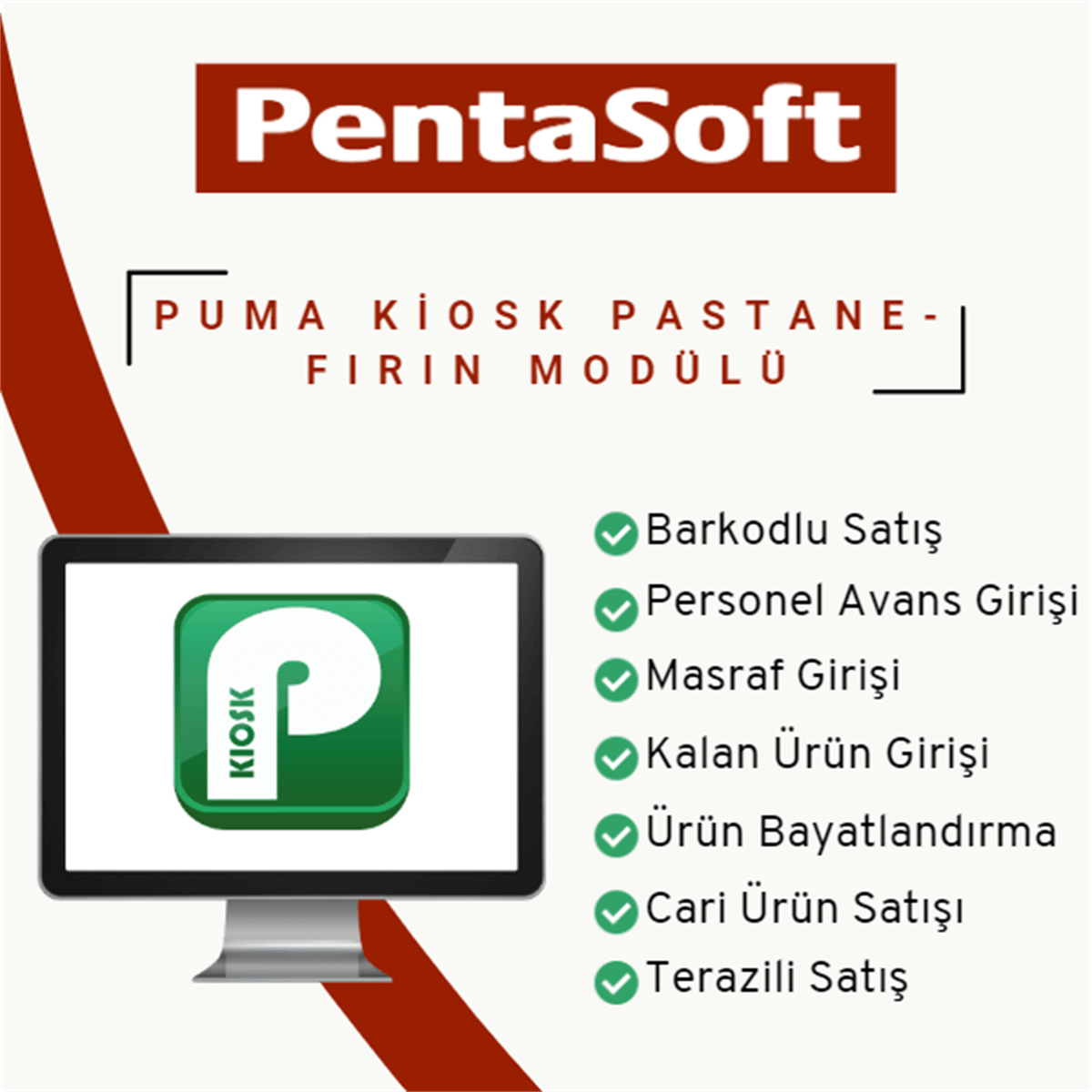 Puma Kiosk Fırın-Pastane Terazisiz Tezgah Satış ModülüPuma Kiosk Fırın-Pastane Terazisiz Tezgah Satış Sistemi 