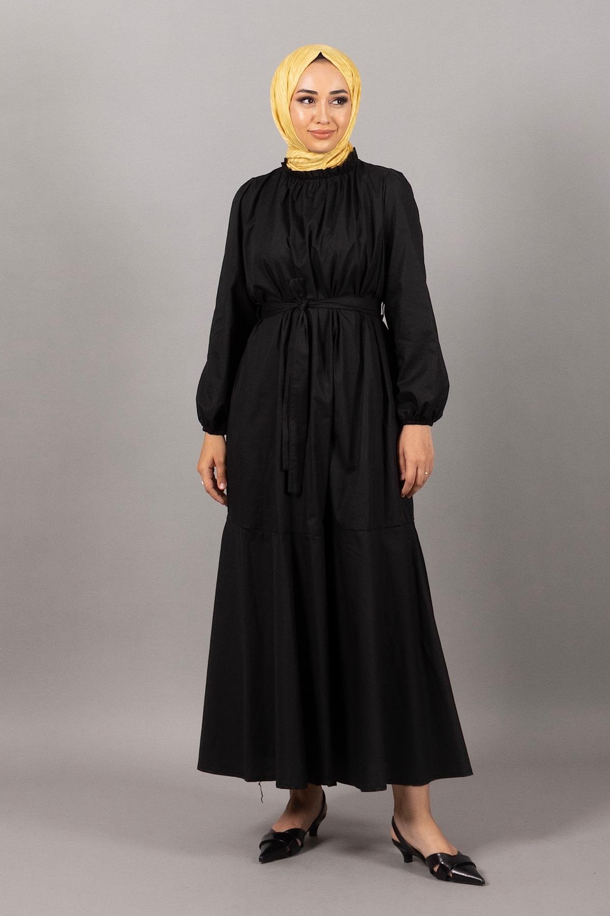 Layla Kuşaklı Elbise Siyah