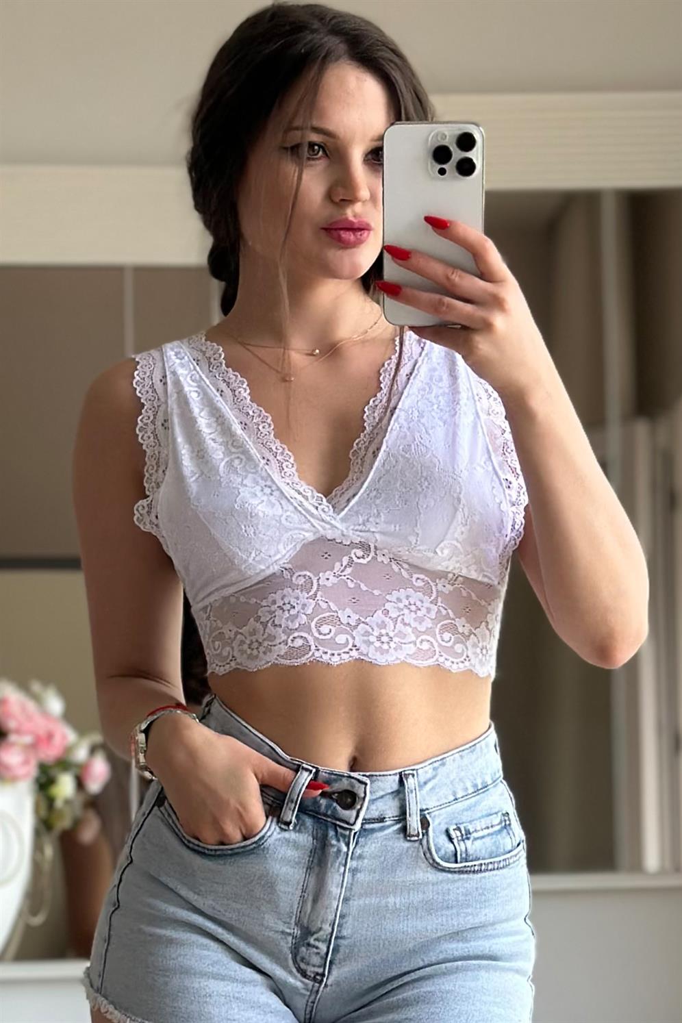 Cidde KADIN BRALET DANTEL DETAYLI  BEYAZ
