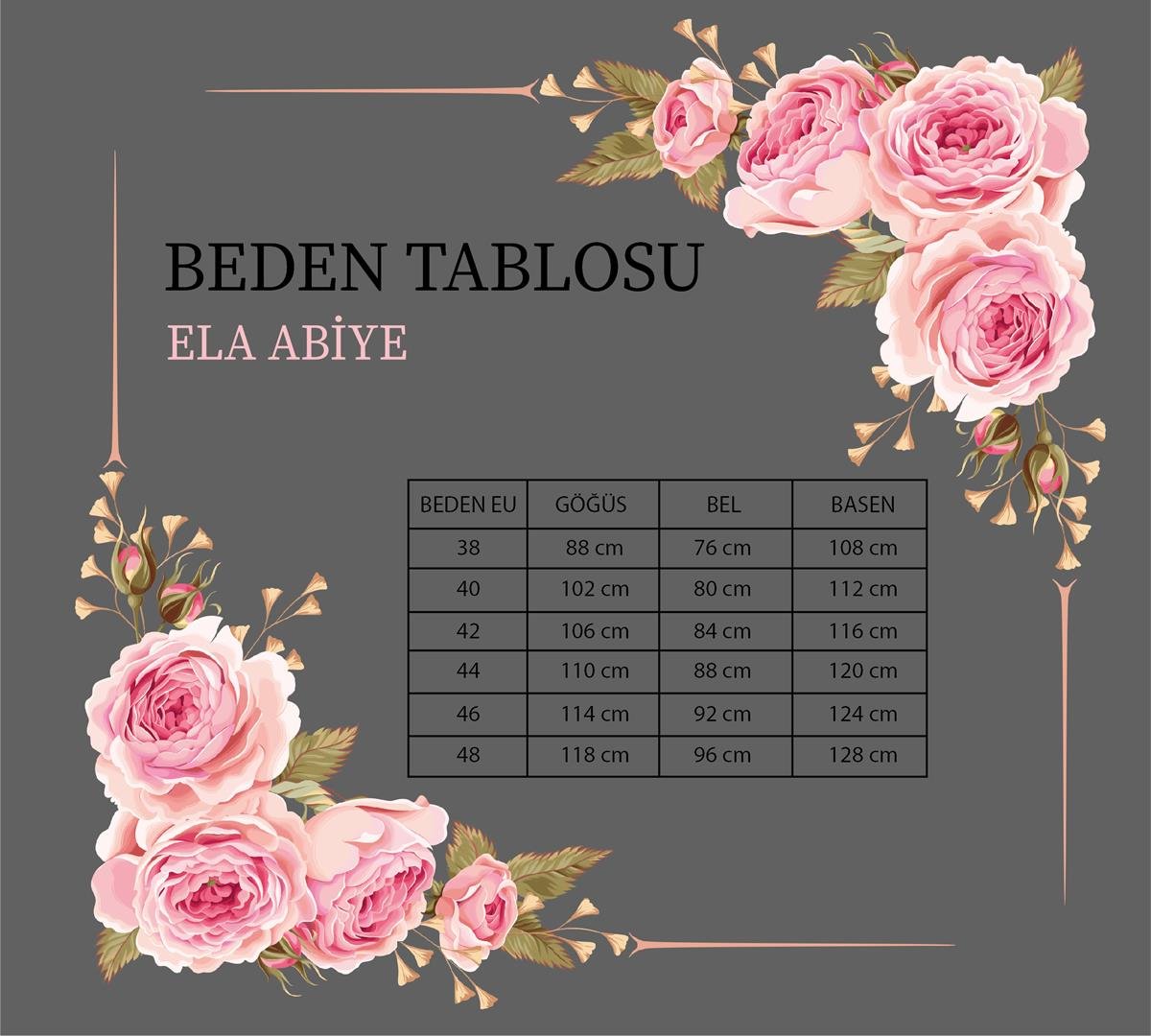 Çiçek Detaylı Tesettür Abiye - Bej