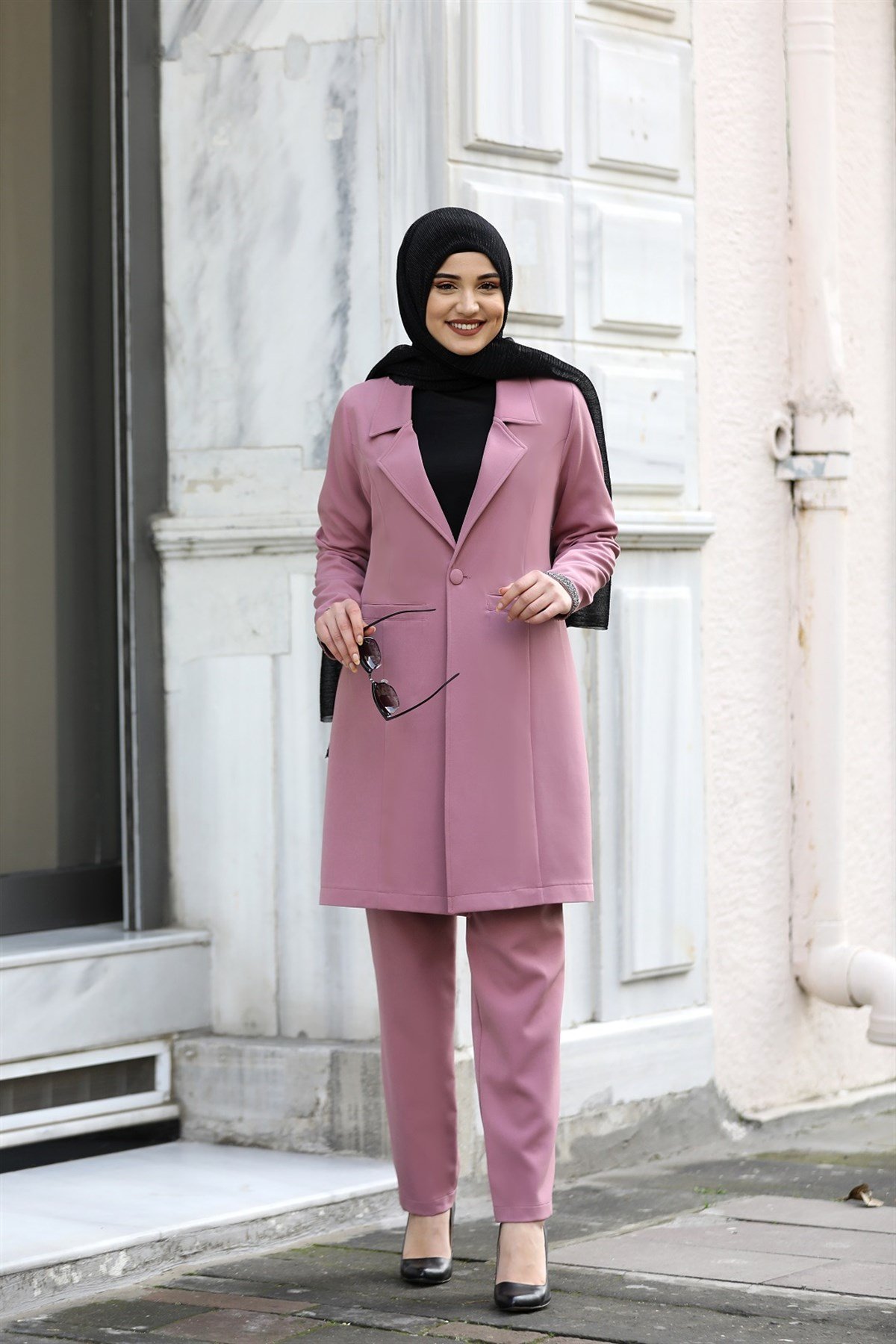 Piennar Blazer Tesettür Takım Gül Kurusu