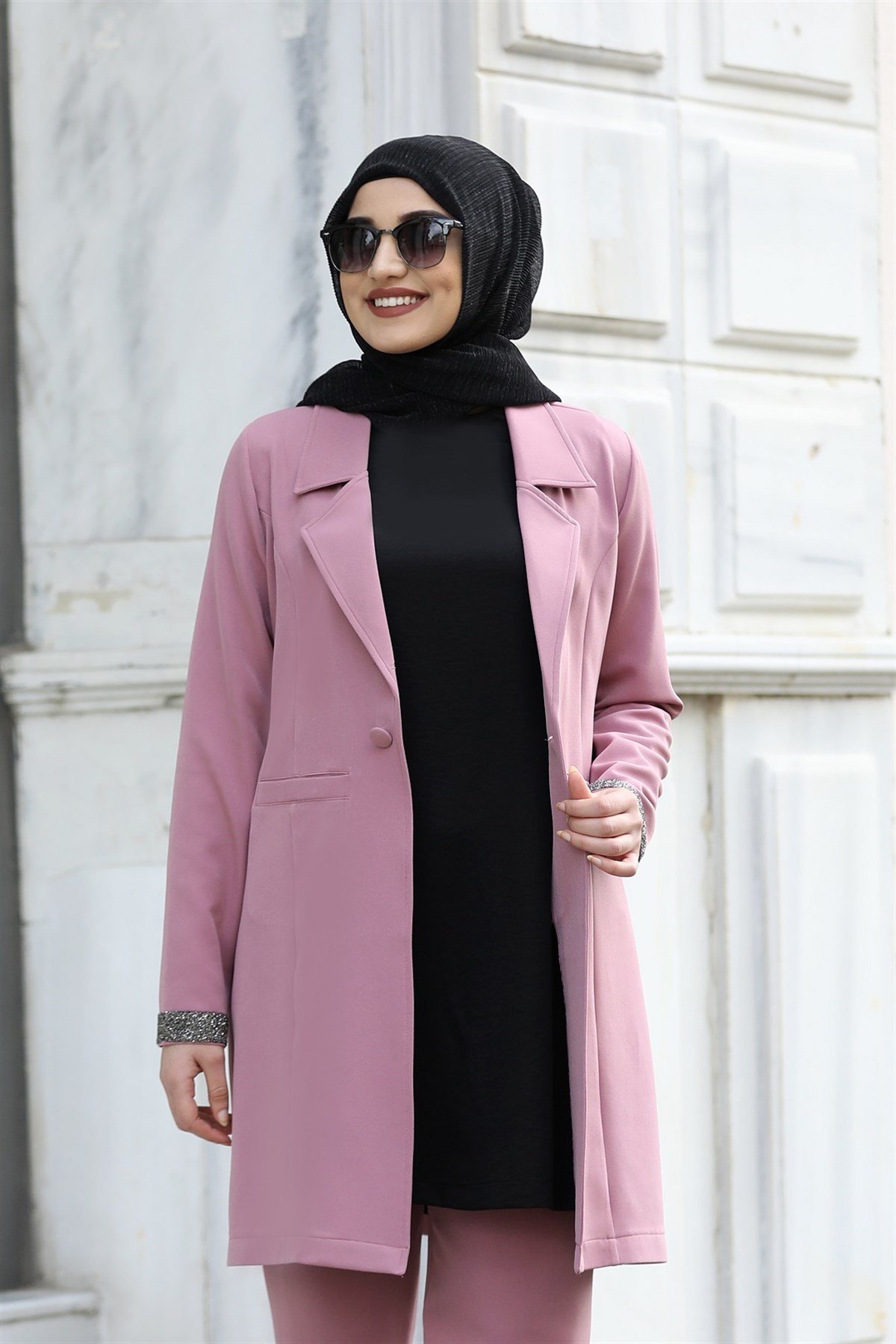 Piennar Blazer Tesettür Takım Gül Kurusu