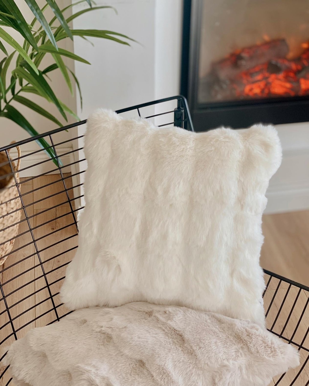 Bubble Yastık Kılıfı Peluş Kırlent Kılıfı Krem