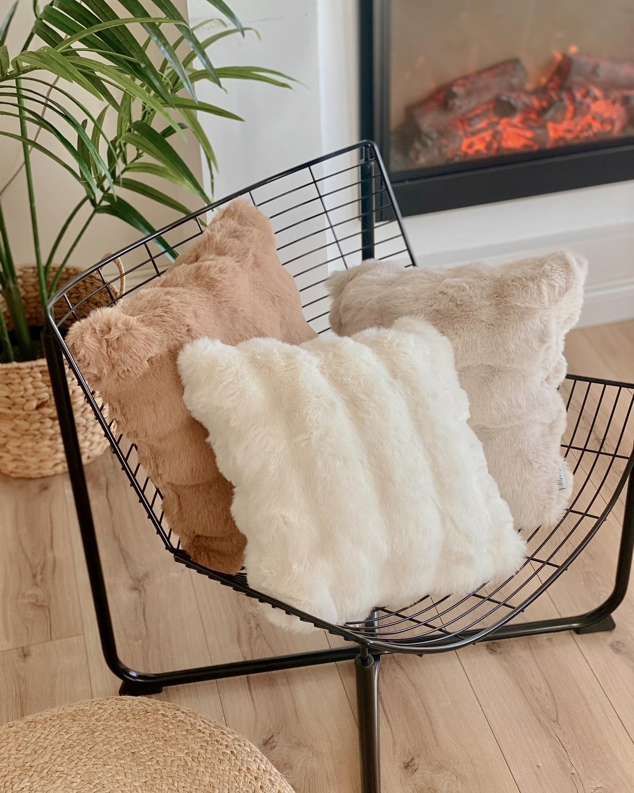 Bubble Yastık Kılıfı Peluş Kırlent Kılıfı Krem