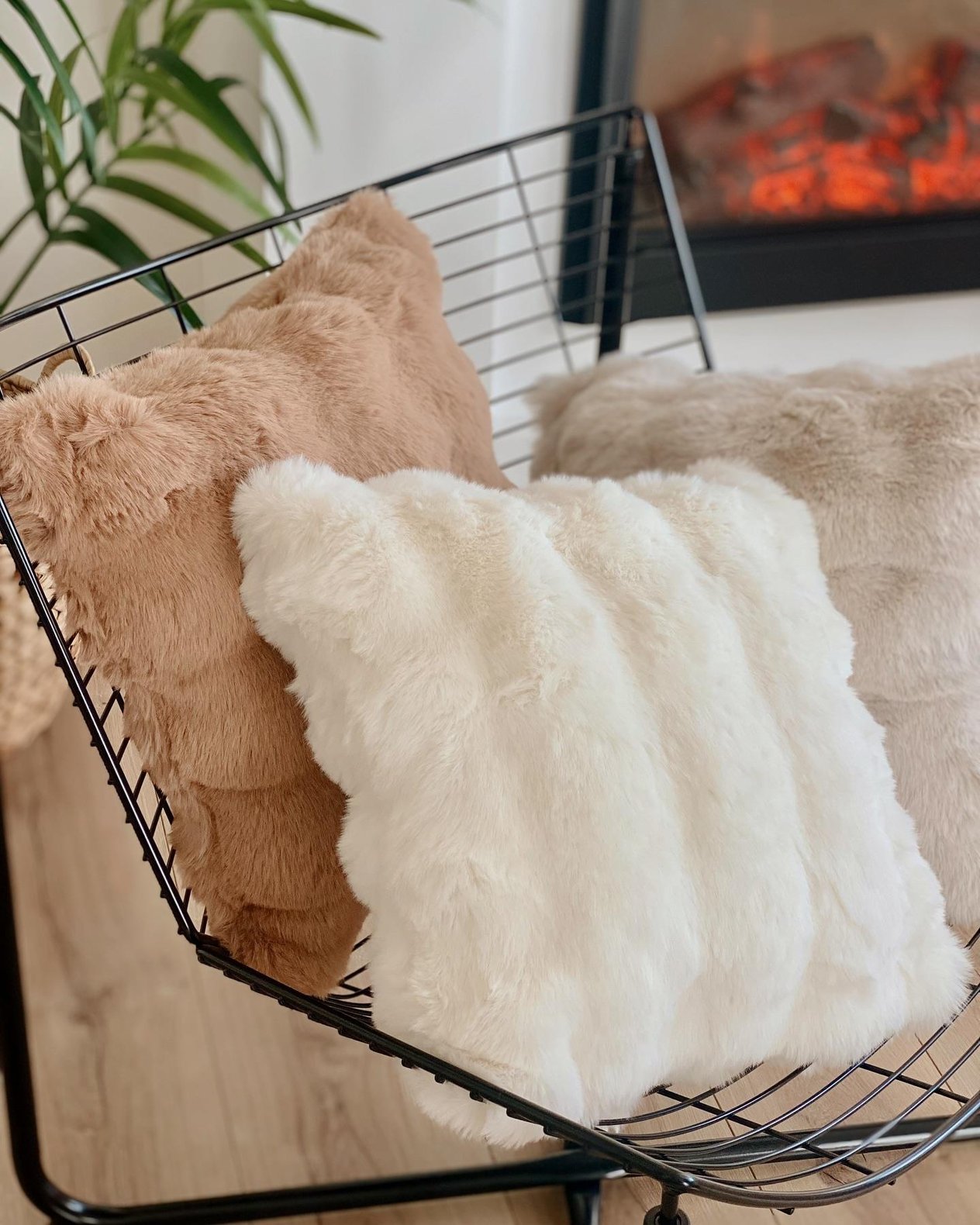 Bubble Yastık Kılıfı Peluş Kırlent Kılıfı Krem