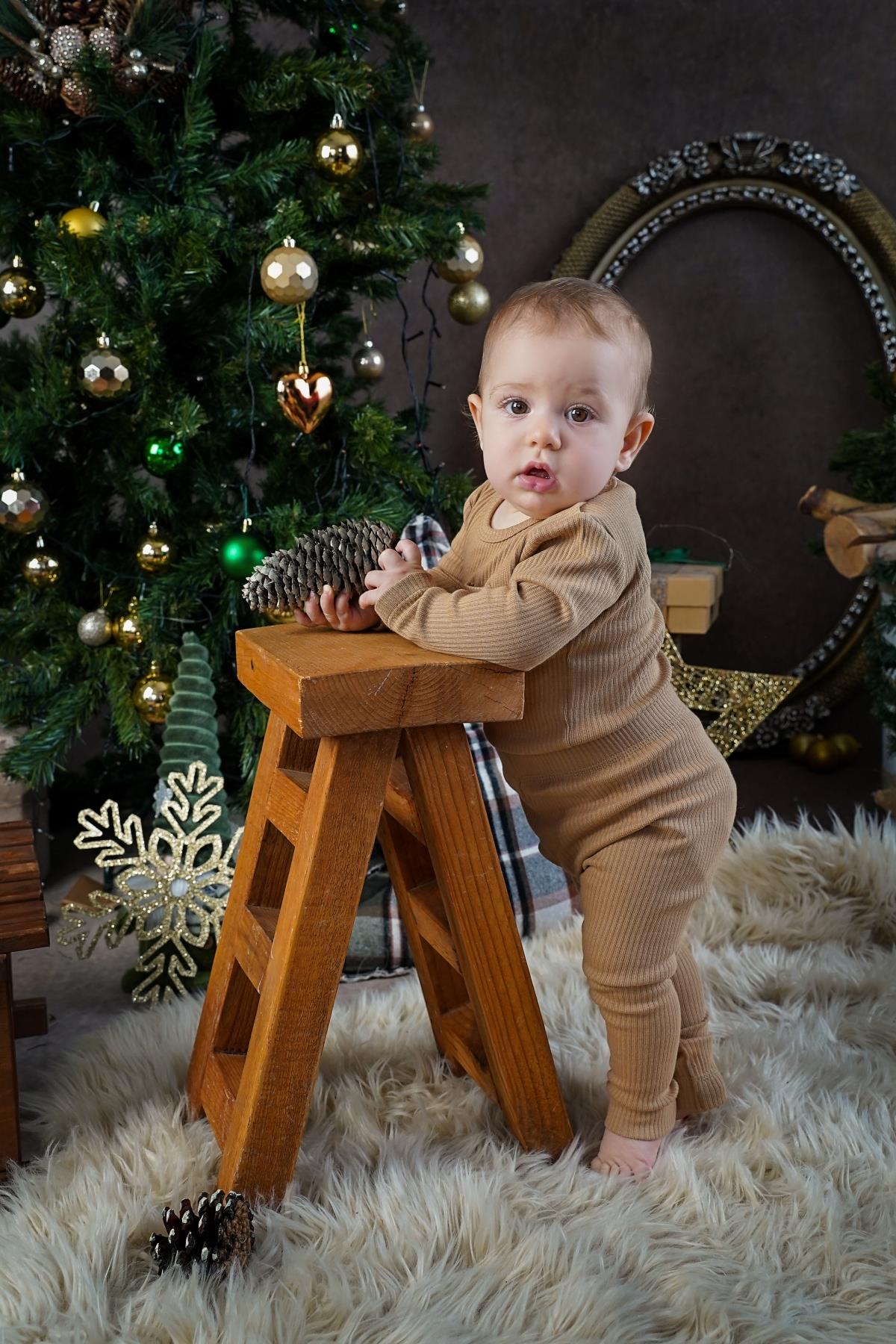 Adelie's Organik Pamuklu Fitilli Uzun Kollu Body Pantolon Kahve