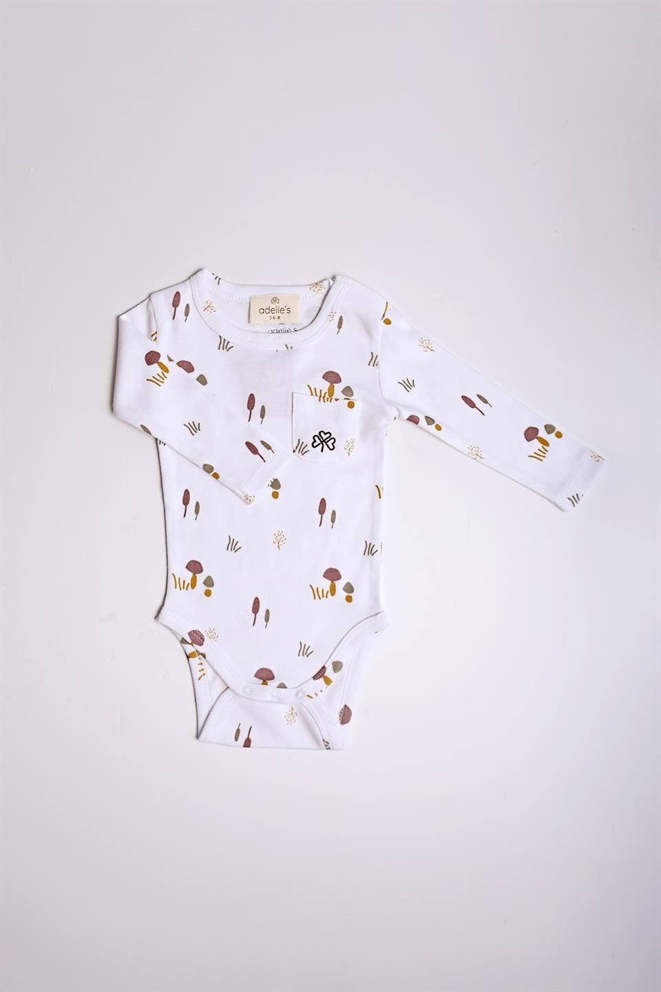 Adelie's Organik Pamuklu Mantar Desenli Uzun Kollu Body Pantolon