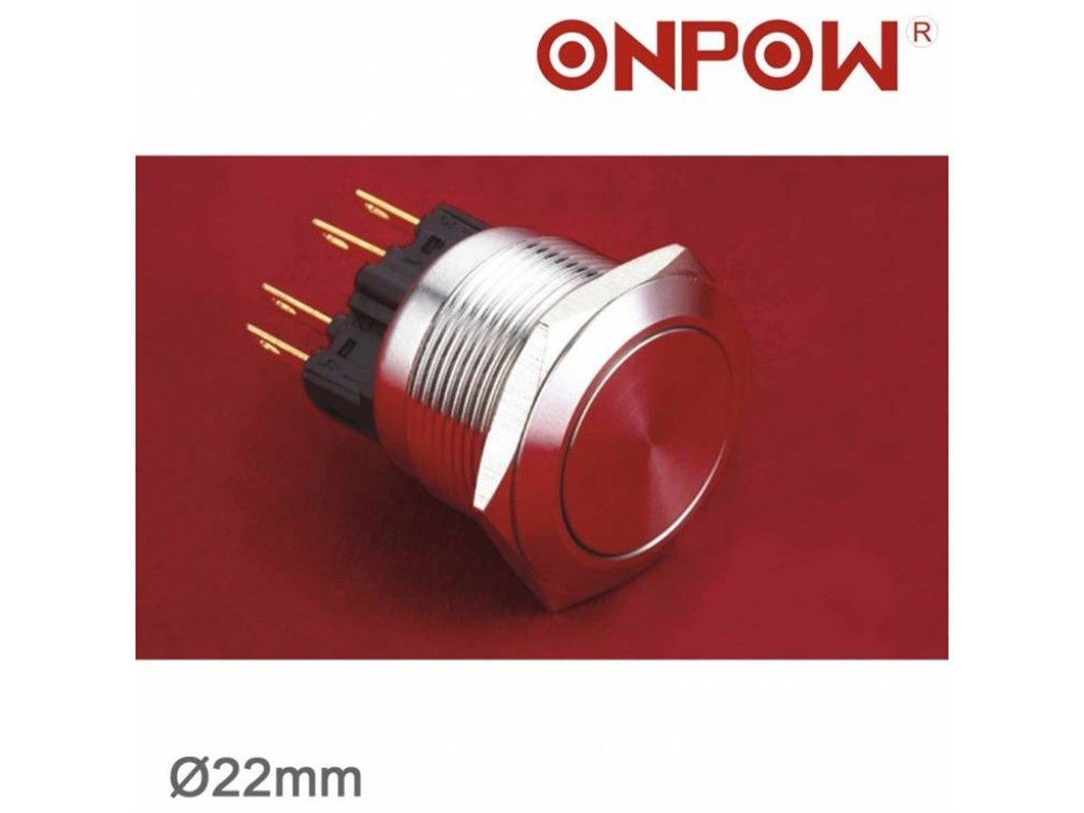 Onpow Yuvarlak 22mm Halka Ledli Metal Buton Yaylı GQ22-11E