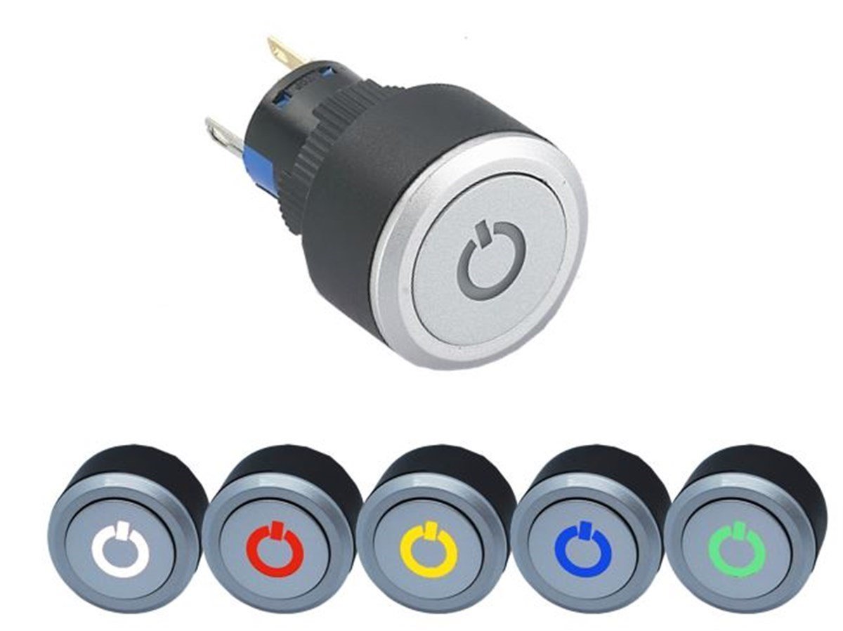 Tron K16-372-GP Kalıcı Buton Power Logolu (16-22 mm)