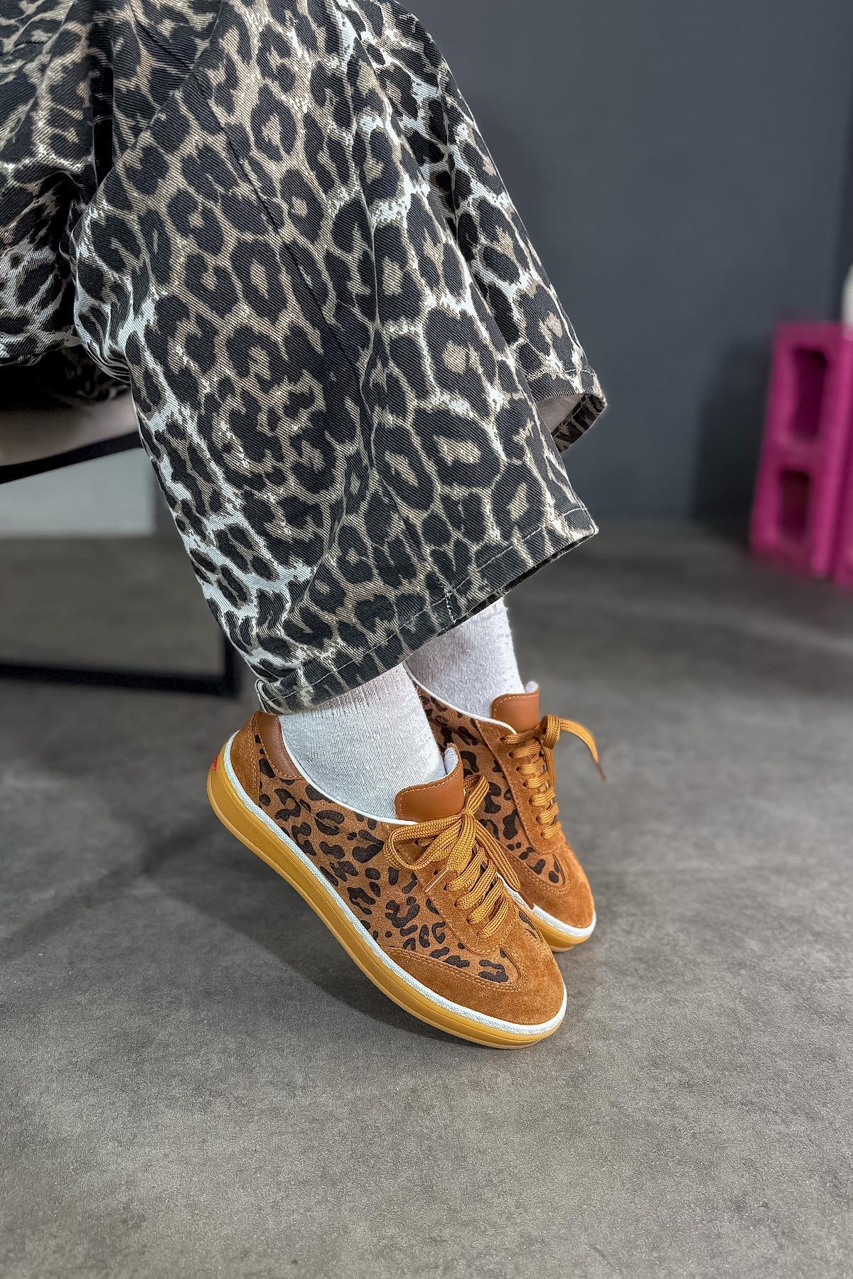 Tessa Leopar Cilt Hakiki Deri Kadın Sneakers