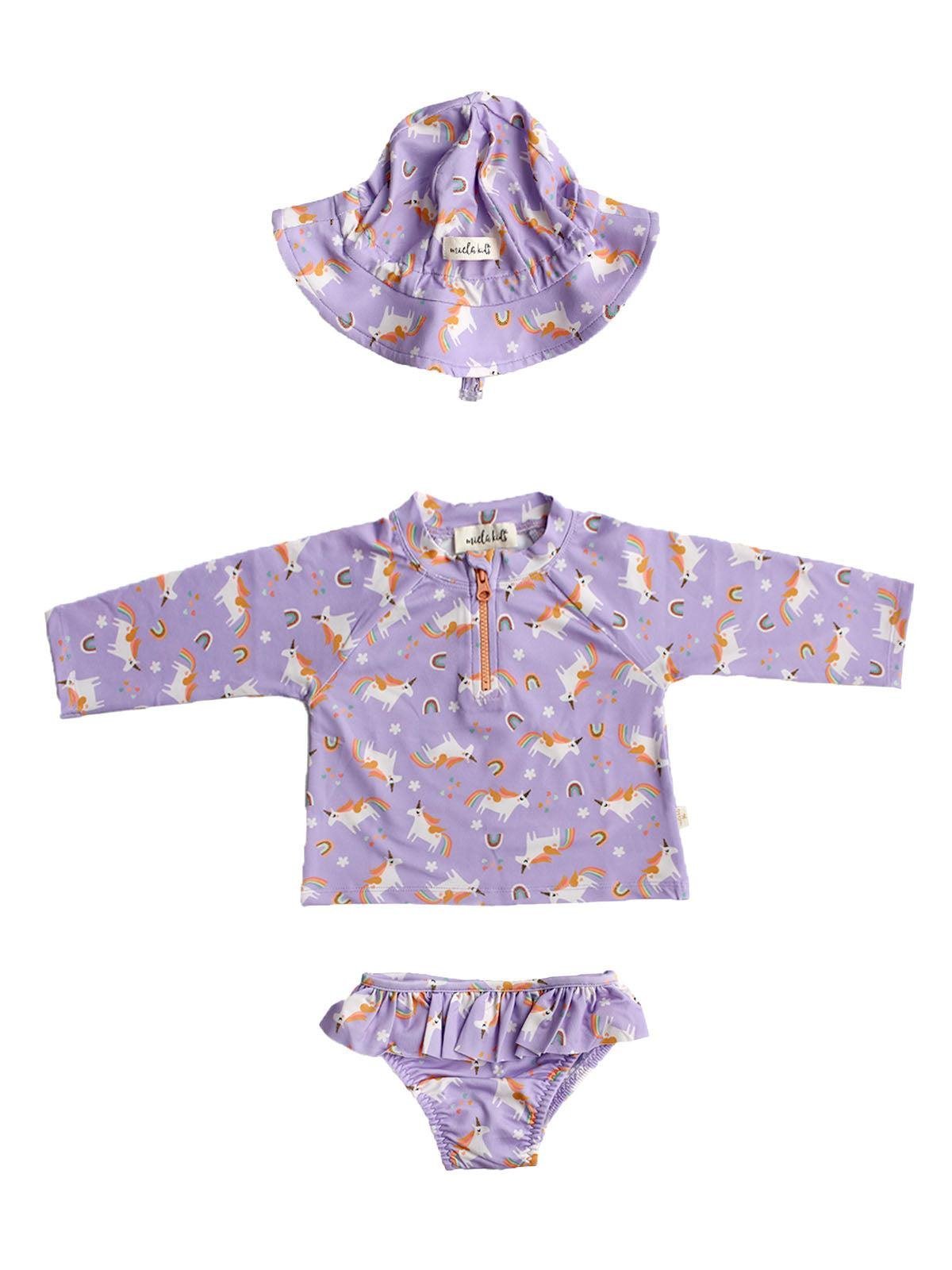 Mielakids Uzun Kollu Mayo Set-Rainbow Unicorn Lilac