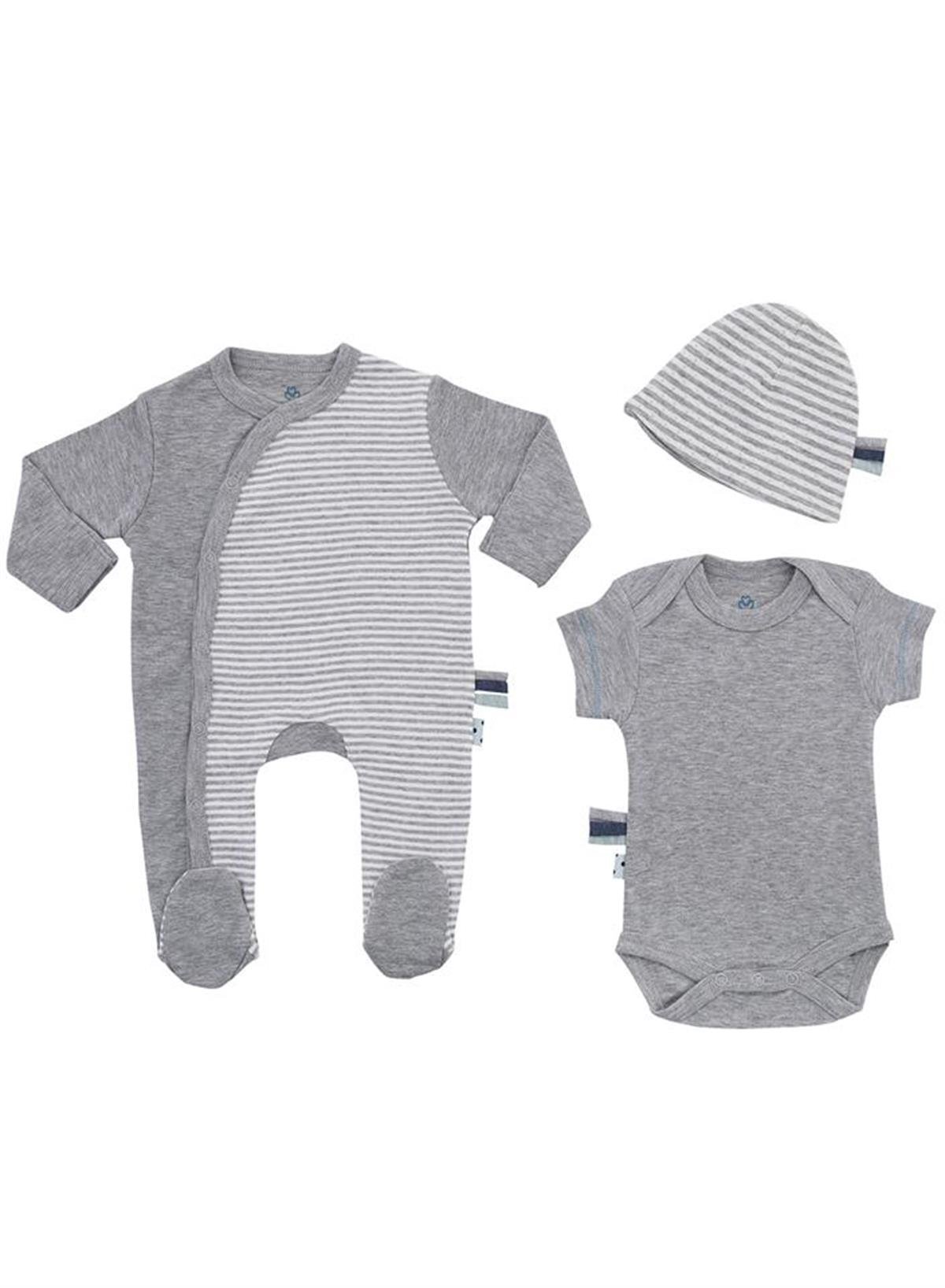 OrganicEra- Organik Yenidoğan Set-3 Parça-Gri Melanj