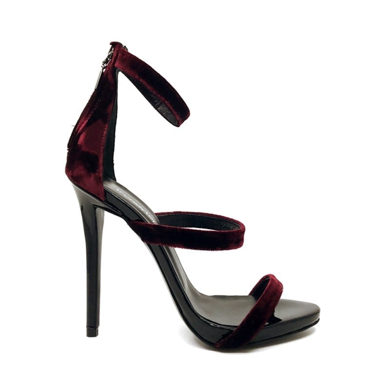 Bordo Kadife Platform High Heels - LISA