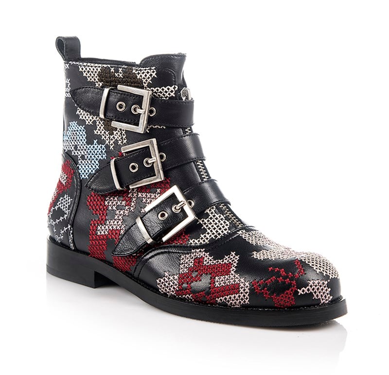 Siyah Nakışlı Chealse Bootie - AMANDA 