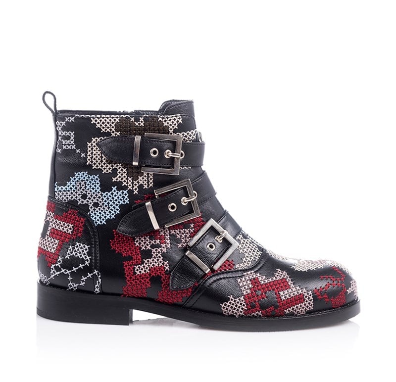 Siyah Nakışlı Chealse Bootie - AMANDA 