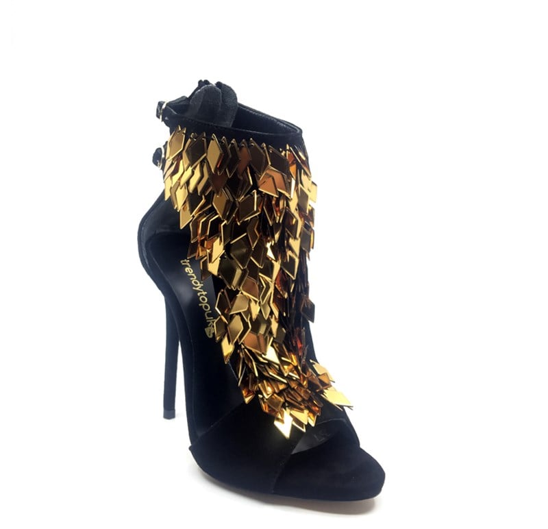 Siyah Taşlı High Heels - EDITA