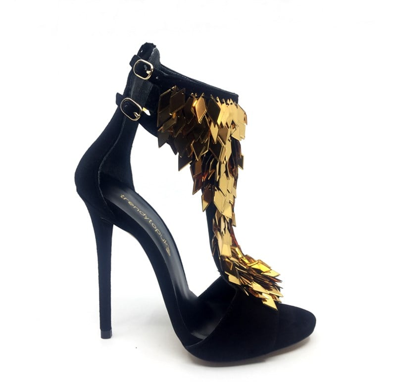 Siyah Taşlı High Heels - EDITA