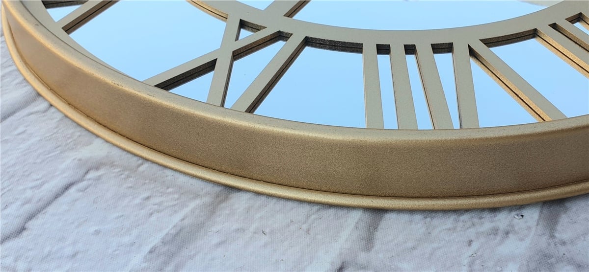 Markakanvas Altın (GOLD) Renk Metal Kasalı Aynalı Duvar Saati Çap 40 cm - Çap 50 cm