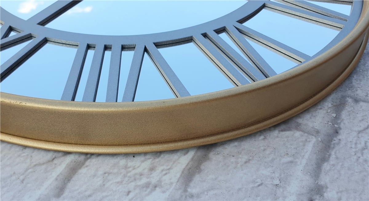 Markakanvas Altın (GOLD) Renk Metal Kasalı Aynalı Duvar Saati Çap 40 cm - Çap 50 cm
