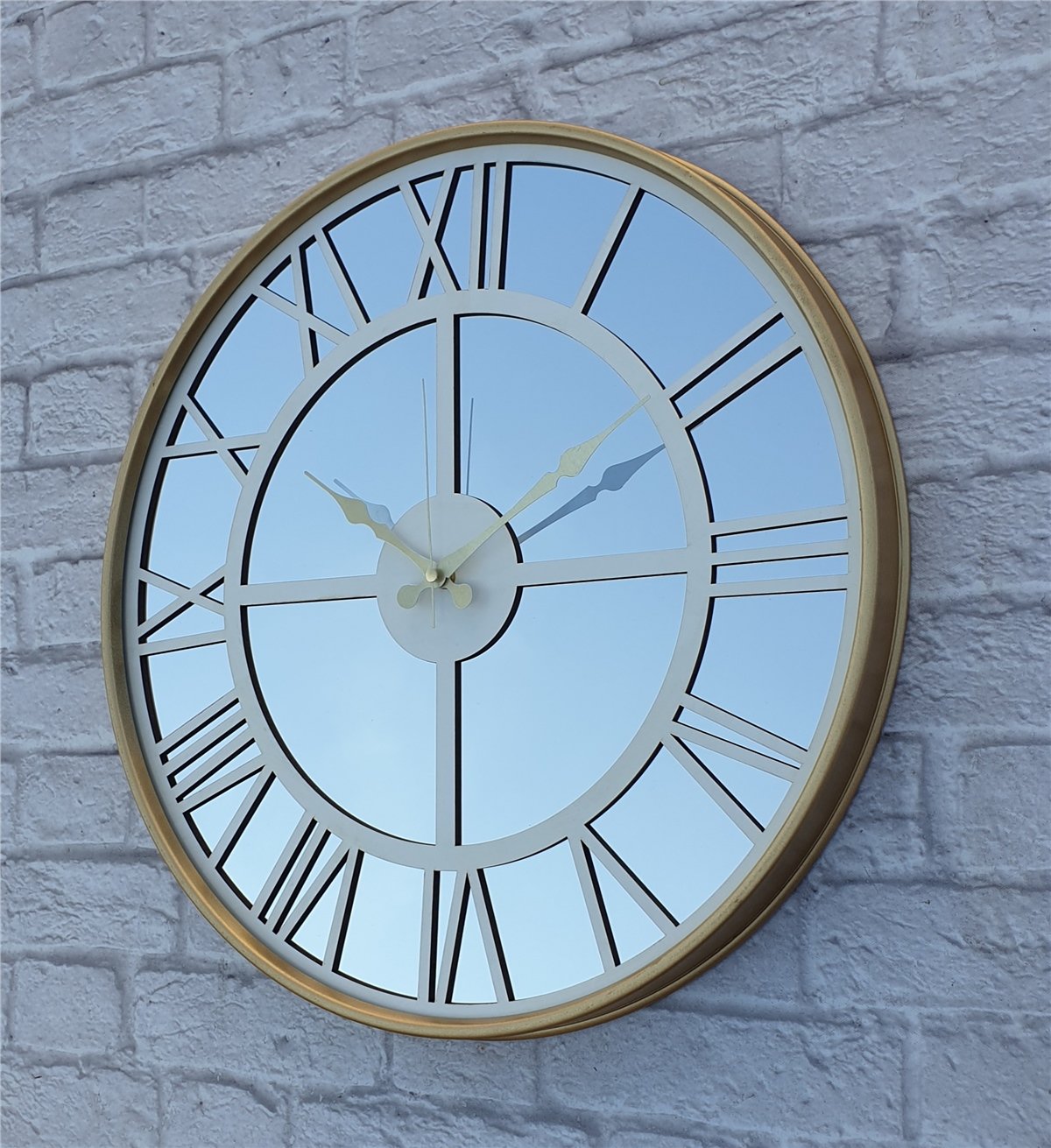 Markakanvas Altın (GOLD) Renk Metal Kasalı Aynalı Duvar Saati Çap 40 cm - Çap 50 cm