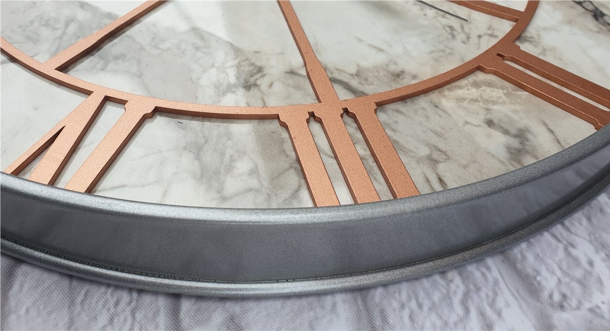 Markakanvas Gri Metal Kasalı Mermer Desenli  Duvar Saati  ( Çap 50 cm -Çap 80 cm )