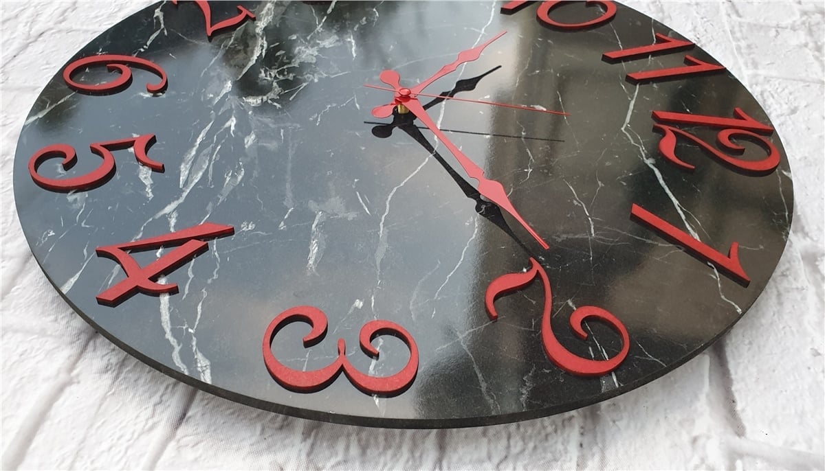 Markakanvas Mermer Desenli  Duvar Saati   ( Çap 50 cm - 80 cm )