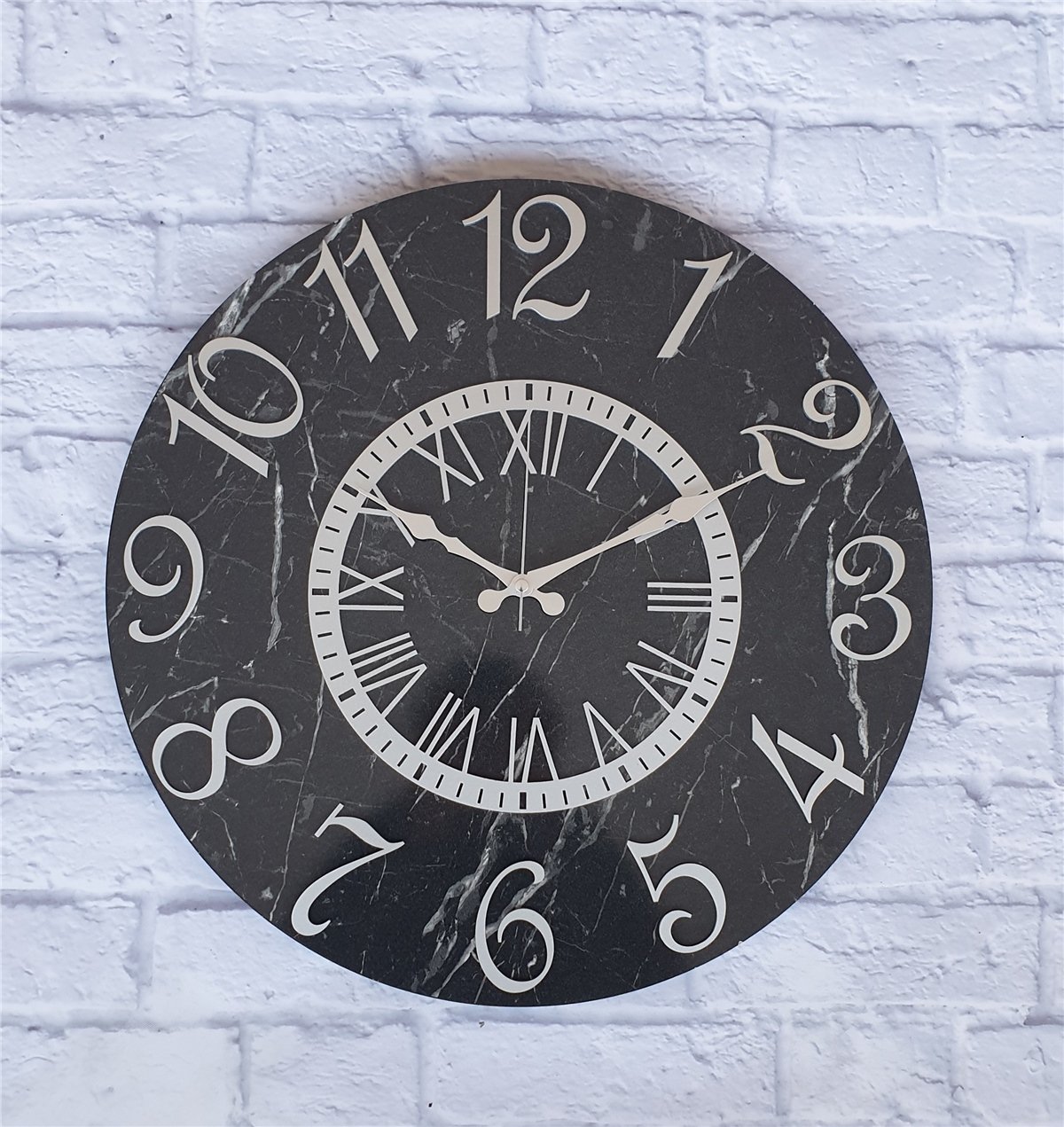 Markakanvas  Mermer Desenli Duvar Saati Çap 38 cm - Çap 50 cm - Çap 80 cm