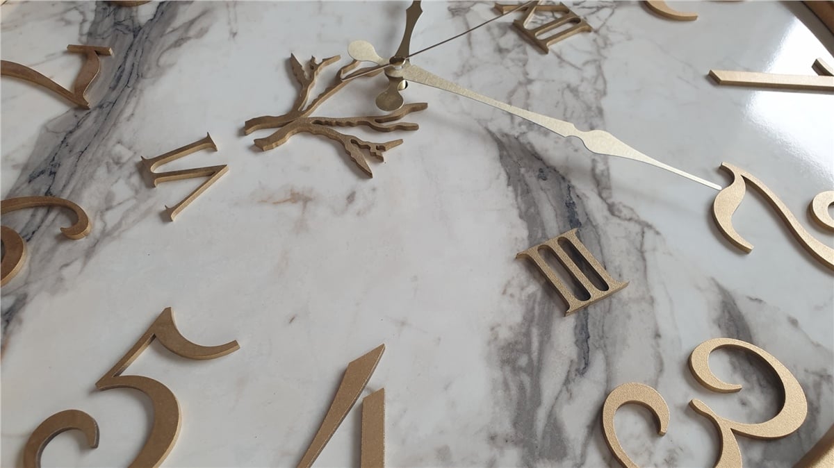 Markakanvas Metal Kasalı Mermer Desenli  Duvar Saati Çap 40 cm - Çap 50 cm - Çap 80 cm
