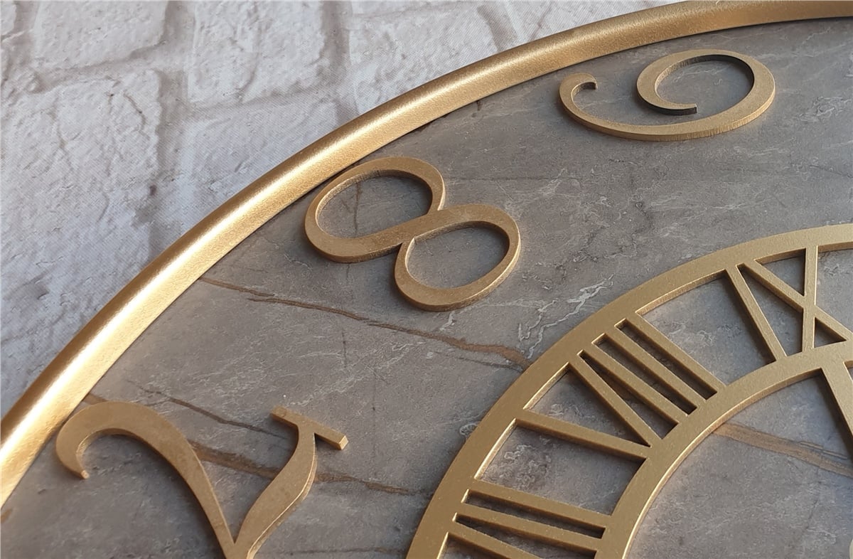 Markakanvas Metal Kasalı Mermer Desenli Duvar Saati ile Daldaki Kuş ve Hayat Ağacı Tablo