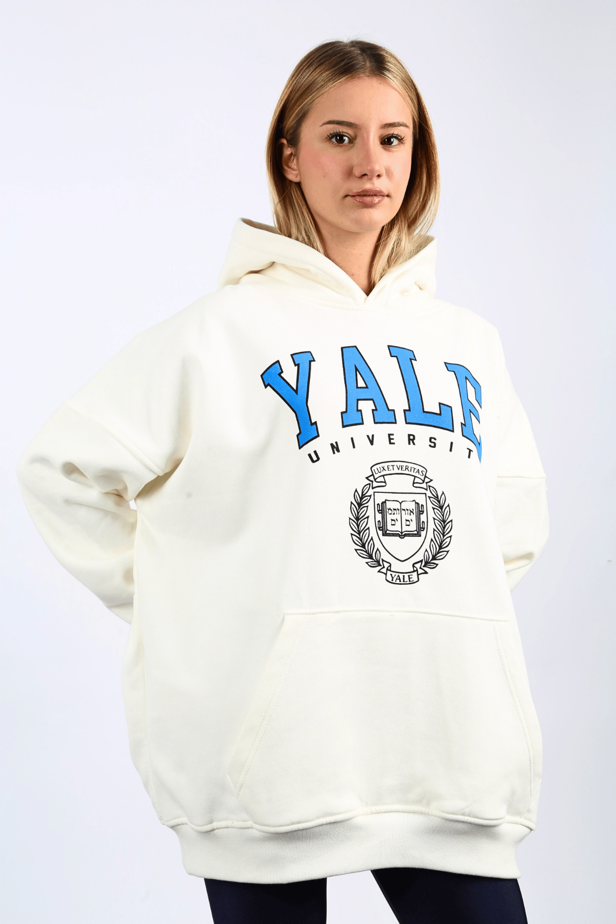 Ekru Oversize Kapüşonlu Kadın Sweatshirt SH129