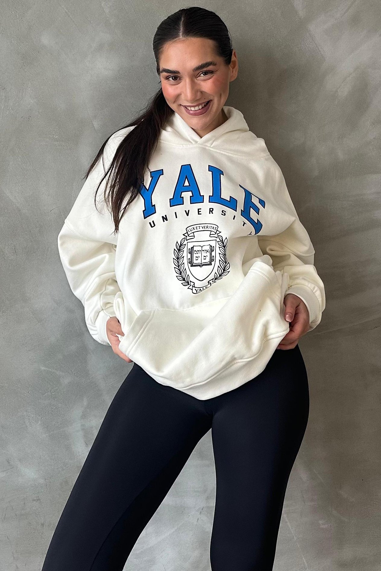 Ekru Oversize Kapüşonlu Kadın Sweatshirt SH129