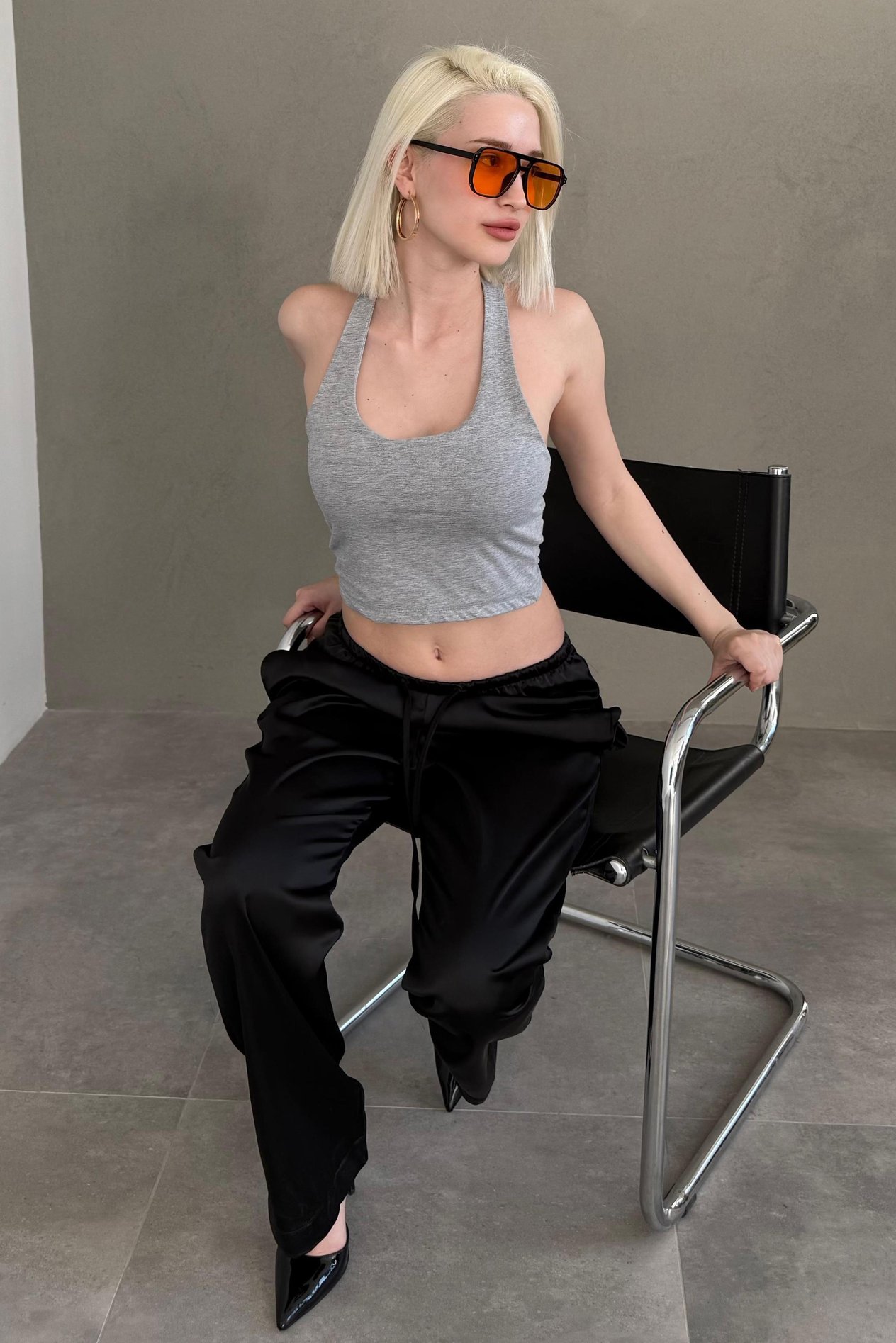 Grimelanj Halter Yaka Boyun Askılı Crop Top SH233