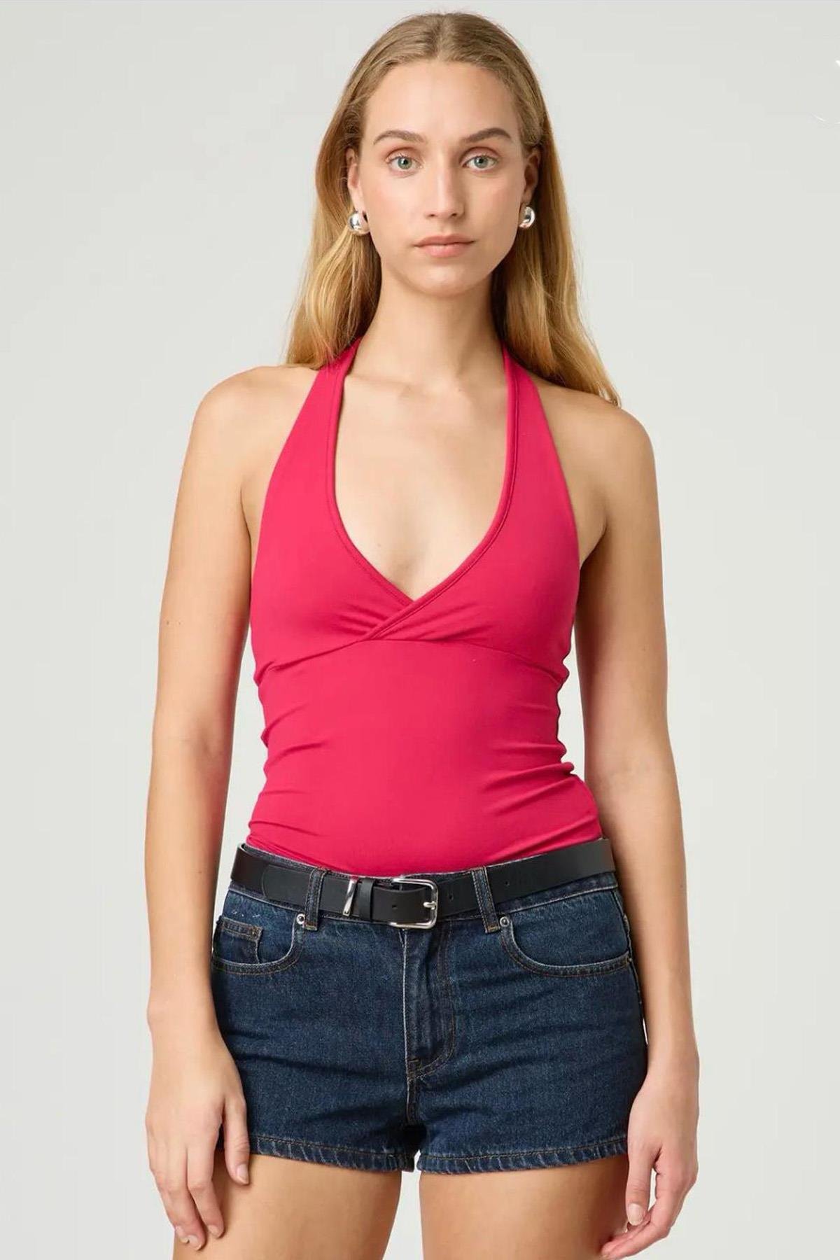 Seeh Fuşya Boynu Bağlamalı Body Sh223
