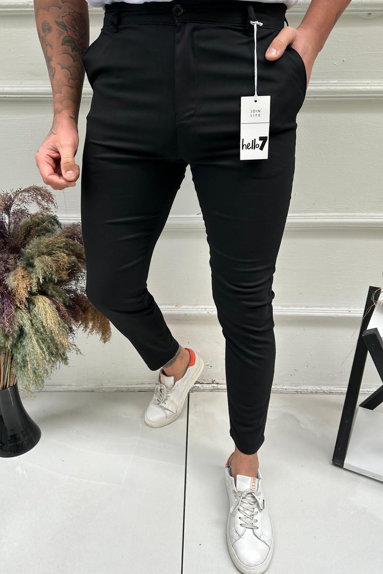 Erkek Siyah Slim Fit Kumaş Pantolon